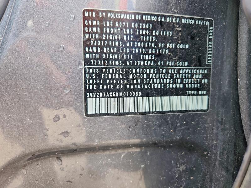 54322776 :رقم المزاد ، 3VV2B7AX5KM010080 vin ، 2019 Volkswagen Tiguan مزاد بيع