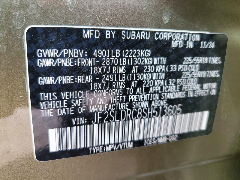 Aukcja sprzedaży 2025 Subaru Forester, vin: JF2SLDRC8SH513605, numer aukcji: 52378626