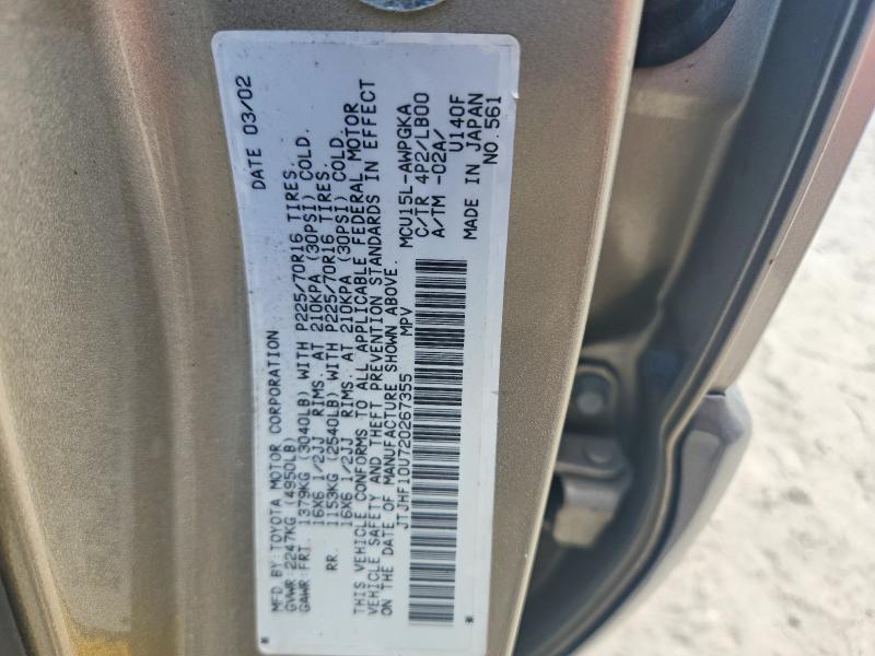 53032346 :رقم المزاد ، JTJHF10U720267355 vin ، 2002 Lexus Rx مزاد بيع