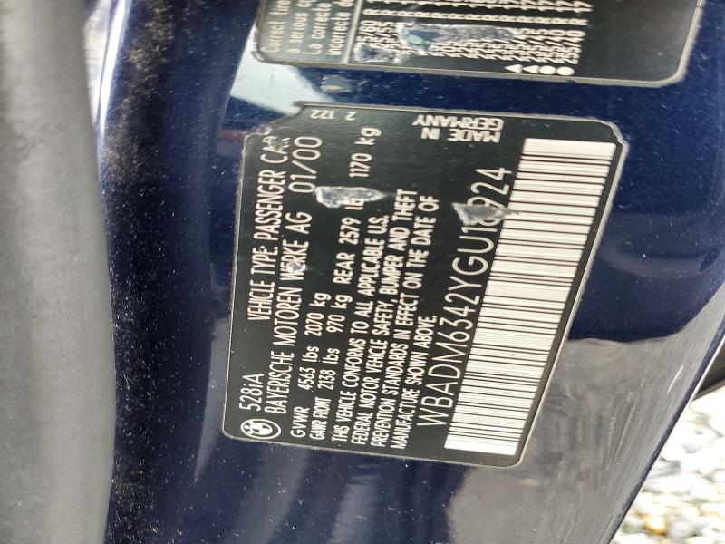 Продаж на аукціоні авто 2000 Bmw 528, vin: WBADM6342YGU18924, номер лоту: 51037906