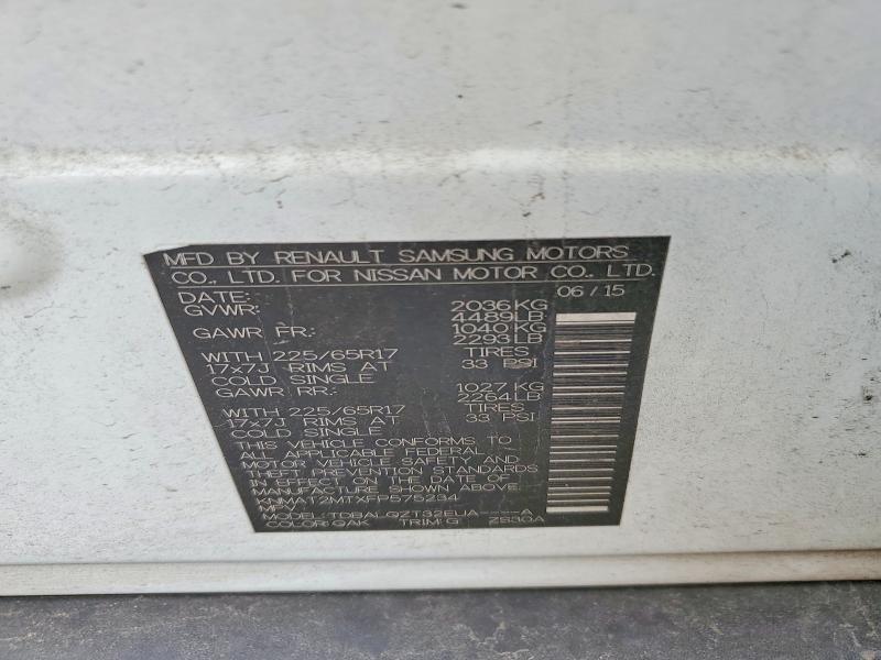 2015 Nissan Rogue მანქანა იყიდება აუქციონზე, vin: KNMAT2MTXFP575234, აუქციონის ნომერი: 54509236