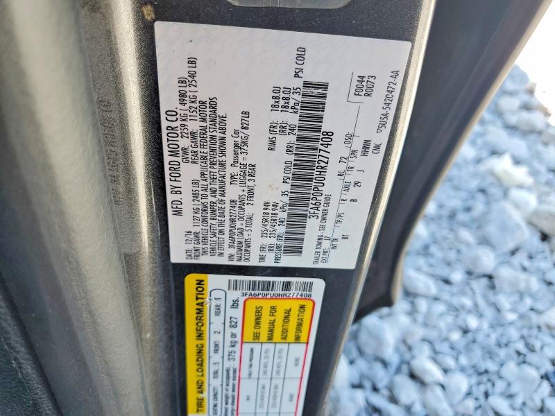 Aukcja sprzedaży 2017 Ford Fusion, vin: 3FA6P0PU0HR277408, numer aukcji: 55544876