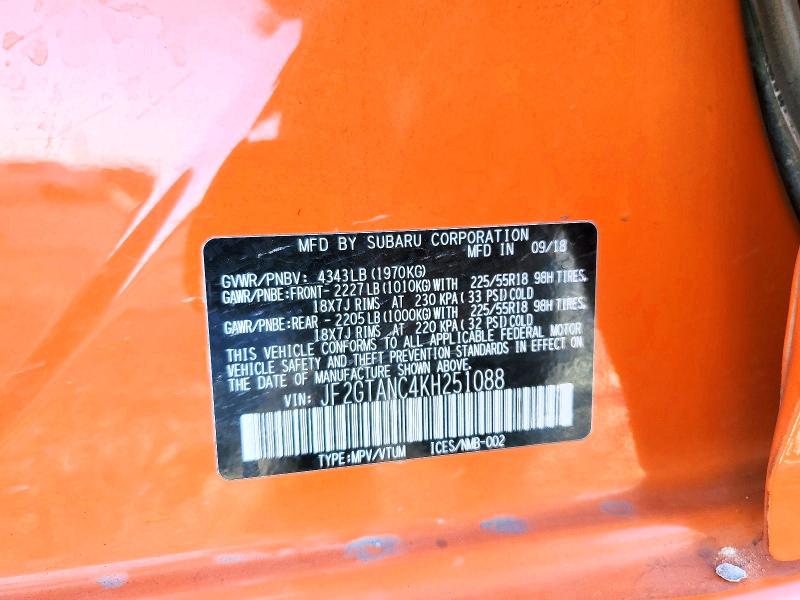 Продажа на аукционе авто 2019 Subaru Crosstrek, vin: JF2GTANC4KH251088, номер лота: 52709136