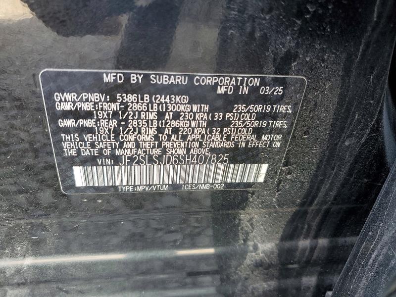 Продажа на аукционе авто 2025 Subaru Forester, vin: JF2SLSJD6SH407825, номер лота: 54626706