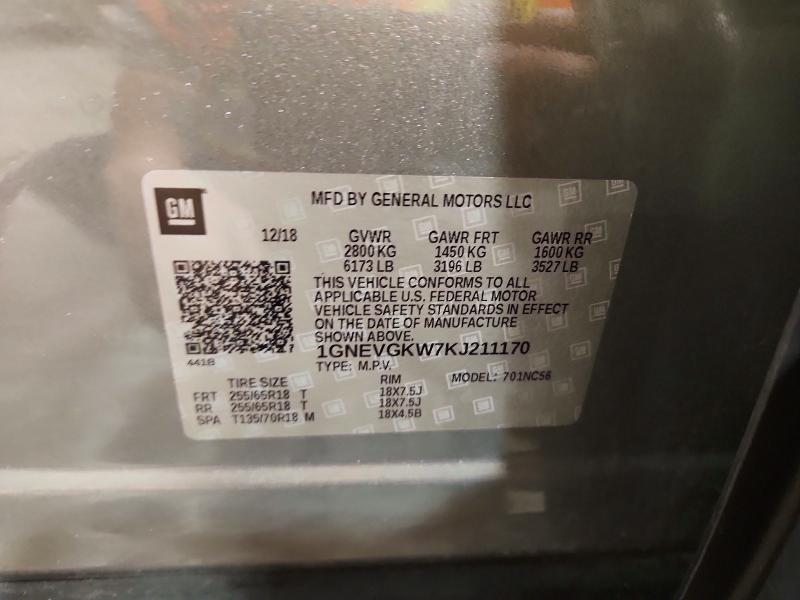 Aukcja sprzedaży 2019 Chevrolet Traverse, vin: 1GNEVGKW7KJ211170, numer aukcji: 55531506