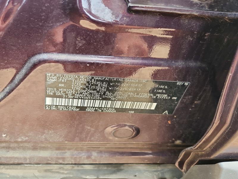 Продажа на аукционе авто 2016 Toyota Rav4, vin: 2T3BFREV4GW454564, номер лота: 54643506