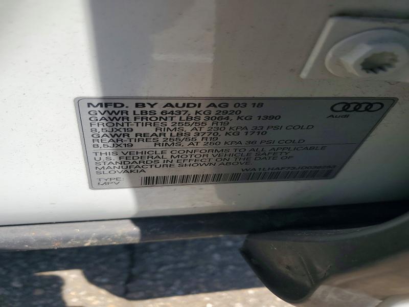 Продаж на аукціоні авто 2018 Audi Q7, vin: WA1LHAF73JD036253, номер лоту: 55096116
