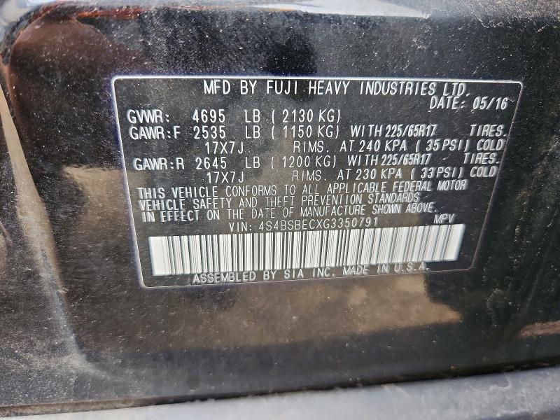 Продажа на аукционе авто 2016 Subaru Outback, vin: 4S4BSBECXG3350791, номер лота: 54522626