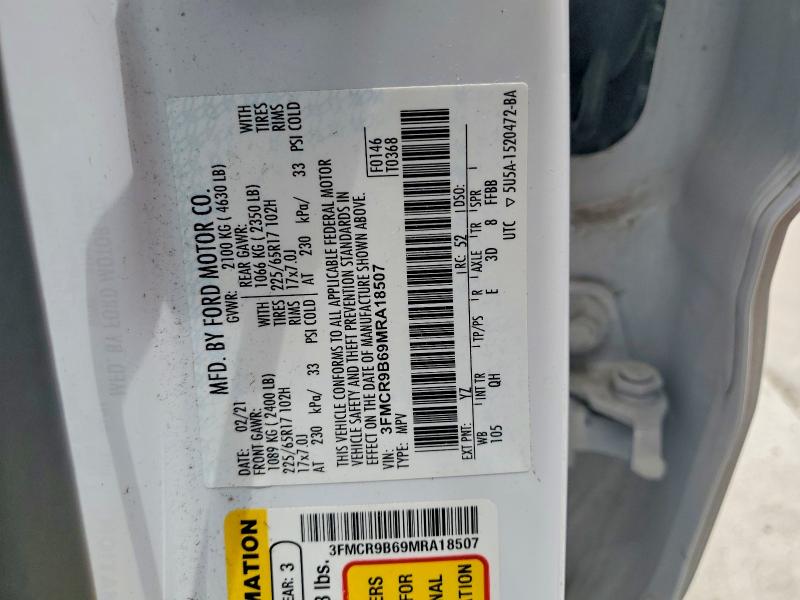 Продажа на аукционе авто 2021 Ford Bronco Sport, vin: 3FMCR9B69MRA18507, номер лота: 54410656