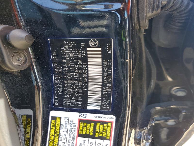 Продаж на аукціоні авто 2022 Toyota Camry, vin: 4T1G11AK2NU625304, номер лоту: 53390546