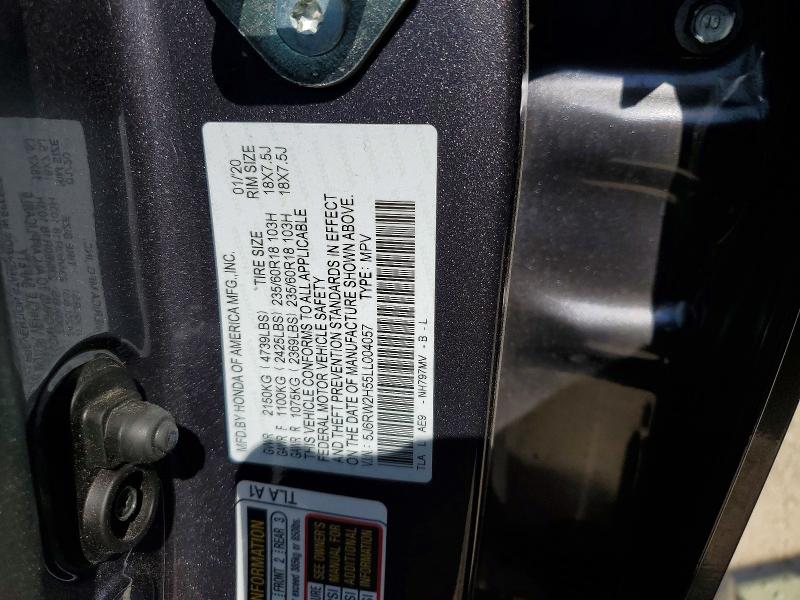 Aukcja sprzedaży 2020 Honda Cr-v, vin: 5J6RW2H55LL004057, numer aukcji: 53135196