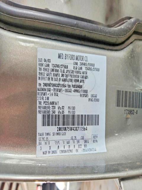 Продаж на аукціоні авто 2003 Mercury Grand Marquis, vin: 2MEFM75W43X711564, номер лоту: 51587806