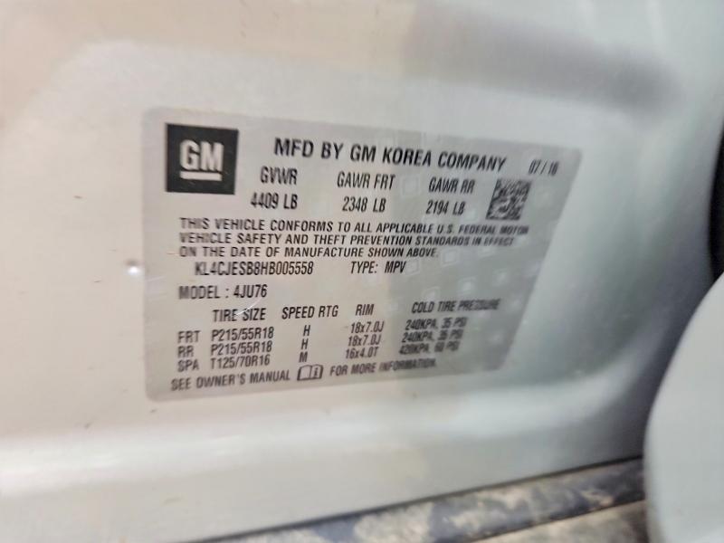 52847486 :رقم المزاد ، KL4CJESB8HB005558 vin ، 2017 Buick Encore مزاد بيع
