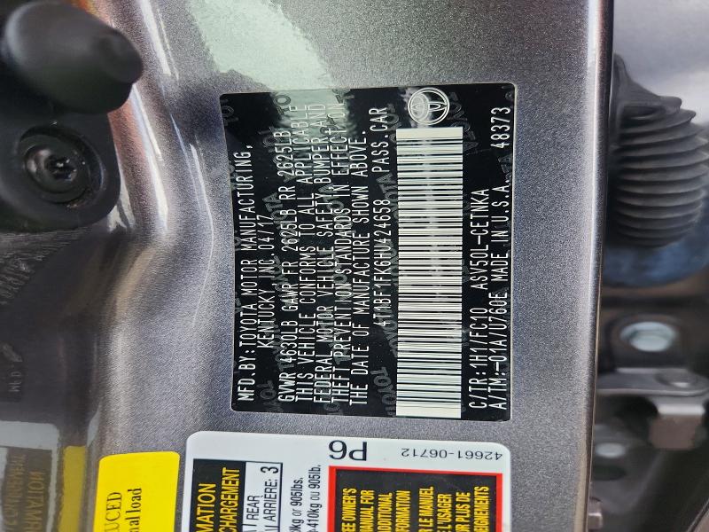 Aukcja sprzedaży 2017 Toyota Camry, vin: 4T1BF1FK6HU424658, numer aukcji: 55342396