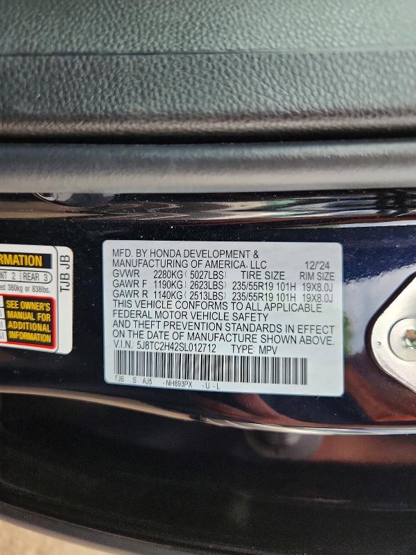 53562076 :رقم المزاد ، 5J8TC2H42SL012712 vin ، 2025 Acura Rdx مزاد بيع