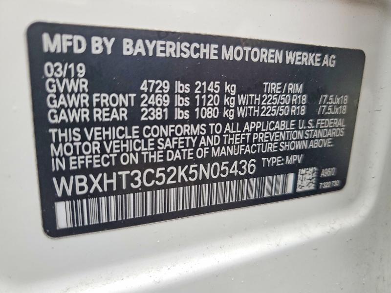 Продаж на аукціоні авто 2019 Bmw X1, vin: WBXHT3C52K5N05436, номер лоту: 52566356