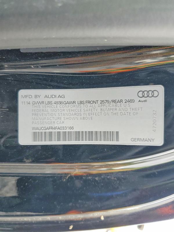 Aukcja sprzedaży 2015 Audi S5, vin: WAUCGAFR4FA033166, numer aukcji: 53476676