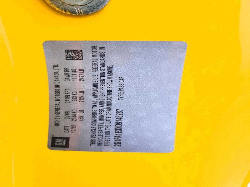 Продаж на аукціоні авто 2013 Chevrolet Camaro, vin: 2G1FA1E3XD9148287, номер лоту: 52874956