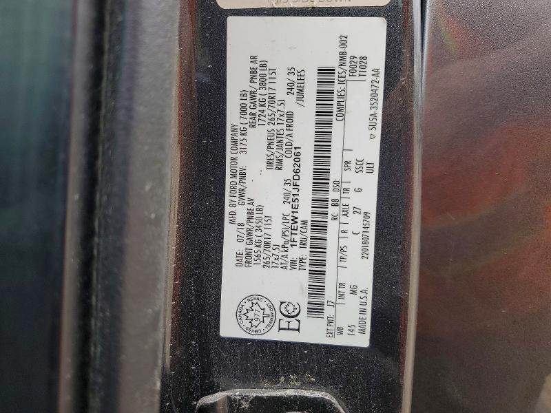 Aukcja sprzedaży 2018 Ford F150, vin: 1FTEW1E51JFD62061, numer aukcji: 54446086