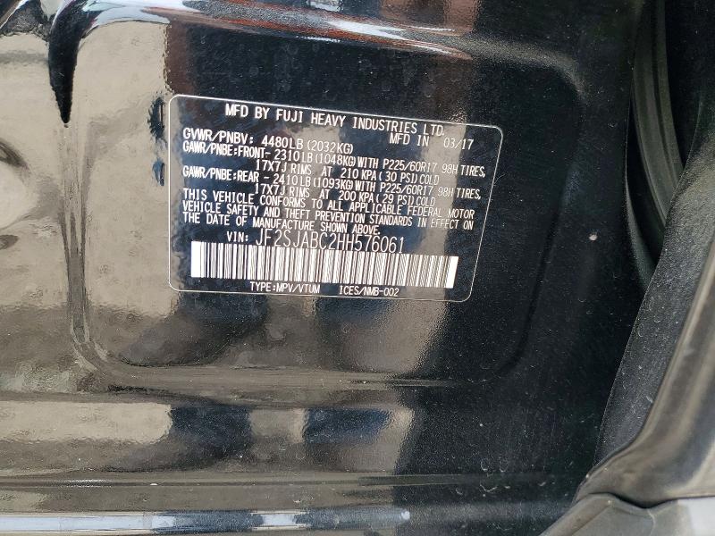 2017 Subaru Forester მანქანა იყიდება აუქციონზე, vin: JF2SJABC2HH576061, აუქციონის ნომერი: 53545286