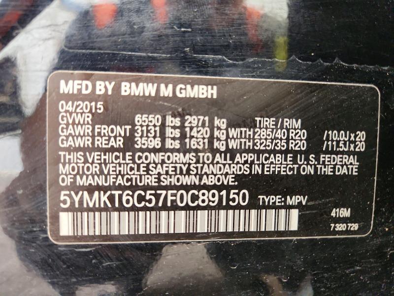 52764206 :رقم المزاد ، 5YMKT6C57F0C89150 vin ، 2015 Bmw X5 مزاد بيع