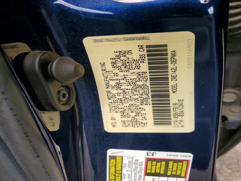 53987246 :رقم المزاد ، 5YFBU4EE2DP142970 vin ، 2013 Toyota Corolla مزاد بيع