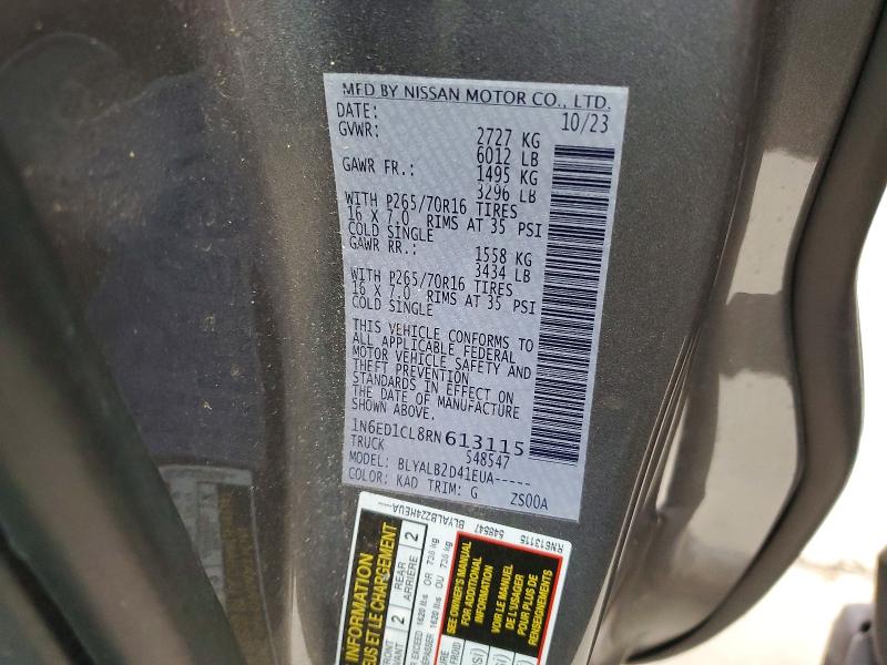 2024 Nissan Frontier მანქანა იყიდება აუქციონზე, vin: 1N6ED1CL8RN613115, აუქციონის ნომერი: 53299716