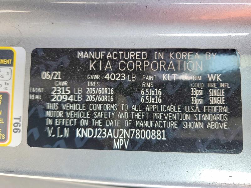 Продажа на аукционе авто 2022 Kia Soul, vin: KNDJ23AU2N7800881, номер лота: 54228696