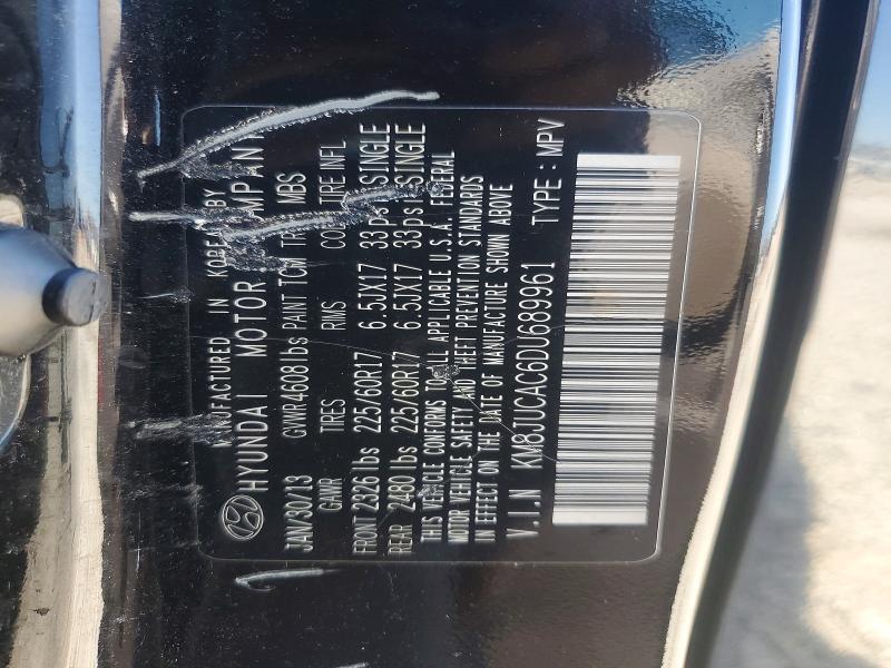2013 Hyundai Tucson მანქანა იყიდება აუქციონზე, vin: KM8JUCAC6DU689961, აუქციონის ნომერი: 54760926