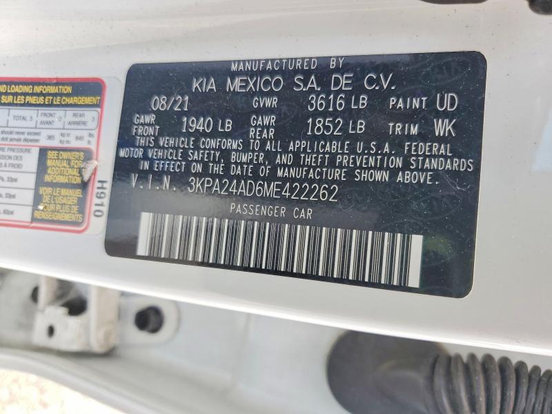 52385306 :رقم المزاد ، 3KPA24AD6ME422262 vin ، 2021 Kia Rio مزاد بيع