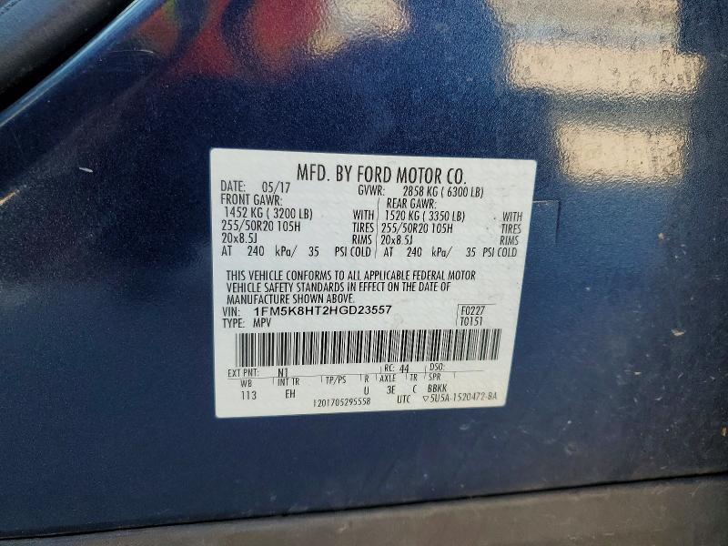 Продаж на аукціоні авто 2017 Ford Explorer, vin: 1FM5K8HT2HGD23557, номер лоту: 52015686