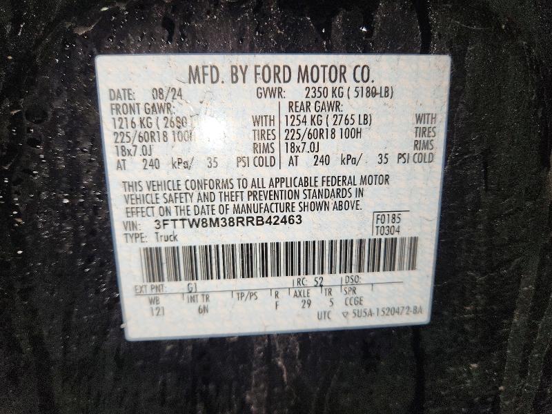 Aukcja sprzedaży 2024 Ford Maverick, vin: 3FTTW8M38RRB42463, numer aukcji: 54140046