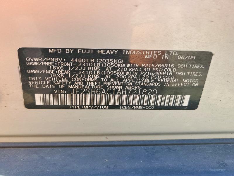 Aukcja sprzedaży 2010 Subaru Forester, vin: JF2SH6AC1AH721820, numer aukcji: 51634516