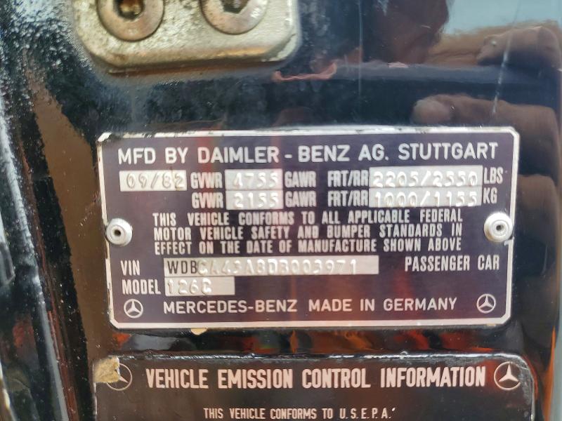 1983 Mercedes-benz 380 მანქანა იყიდება აუქციონზე, vin: WDBCA43A8DB003971, აუქციონის ნომერი: 53979056