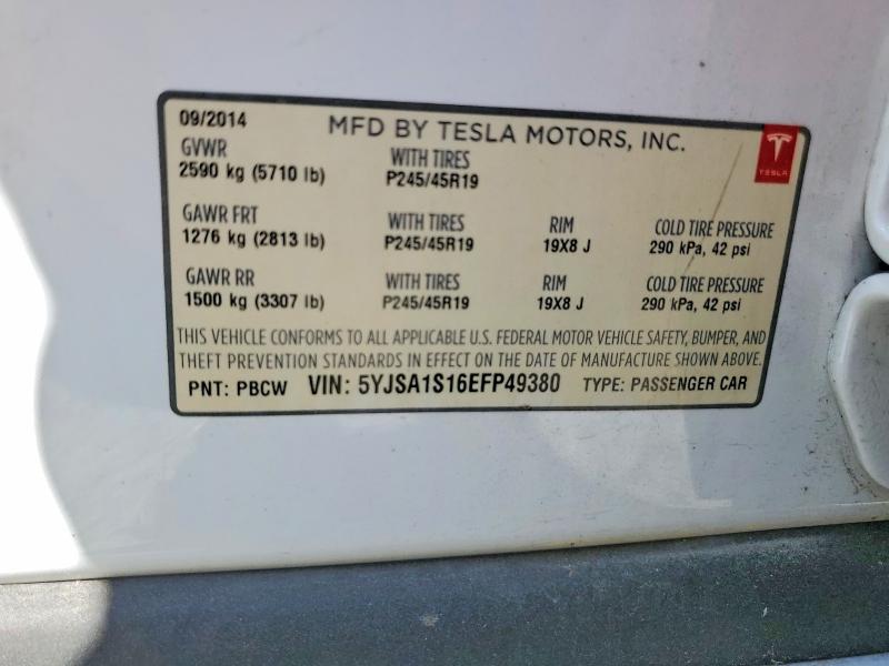 Продаж на аукціоні авто 2014 Tesla Model S, vin: 5YJSA1S16EFP49380, номер лоту: 53838276