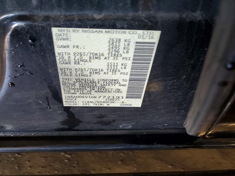 2016 Nissan Frontier მანქანა იყიდება აუქციონზე, vin: 1N6AD0EV1GN772191, აუქციონის ნომერი: 53882636