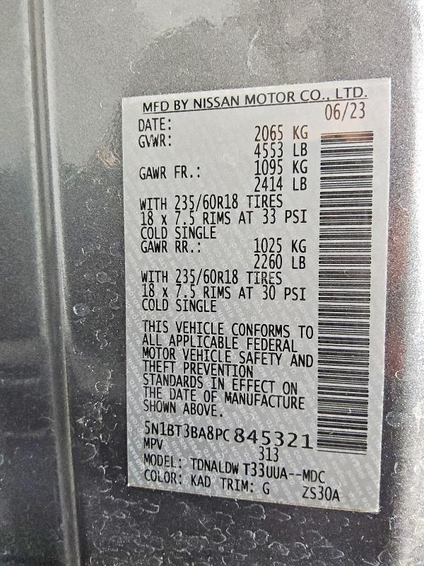 52420736 :رقم المزاد ، 5N1BT3BA8PC845321 vin ، 2023 Nissan Rogue مزاد بيع