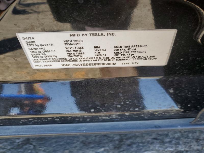 54216956 :رقم المزاد ، 7SAYGDEE6RF069092 vin ، 2024 Tesla Model Y مزاد بيع