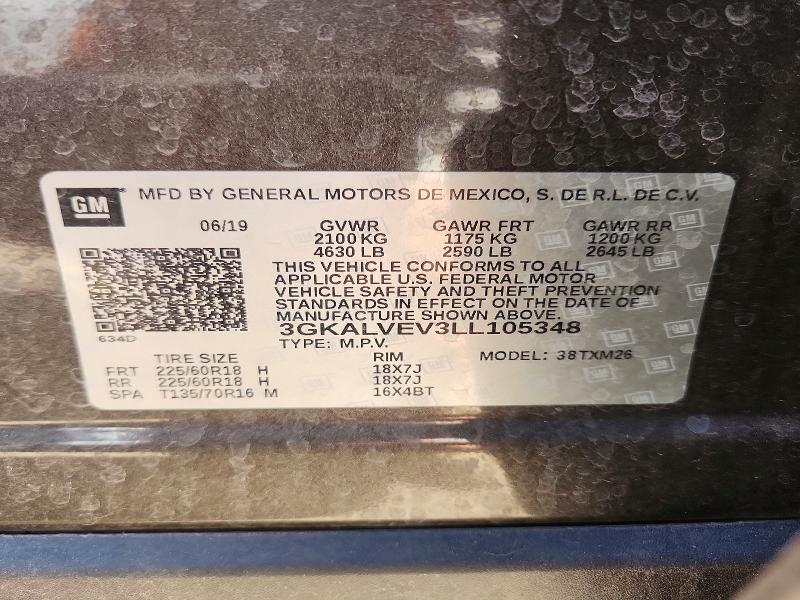 2020 Gmc Terrain მანქანა იყიდება აუქციონზე, vin: 3GKALVEV3LL105348, აუქციონის ნომერი: 54417256