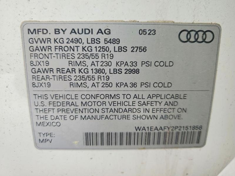 Aukcja sprzedaży 2023 Audi Q5, vin: WA1EAAFY2P2151856, numer aukcji: 53798526
