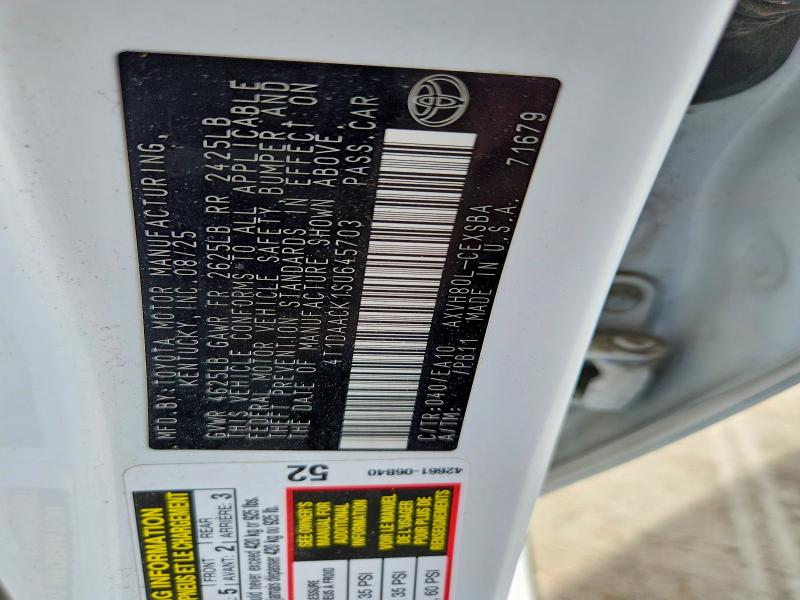 54021226 :رقم المزاد ، 4T1DAACK1SU645703 vin ، 2025 Toyota Camry مزاد بيع
