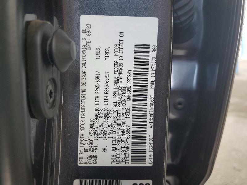 53113636 :رقم المزاد ، 3TMCZ5AN7PM636867 vin ، 2023 Toyota Tacoma مزاد بيع