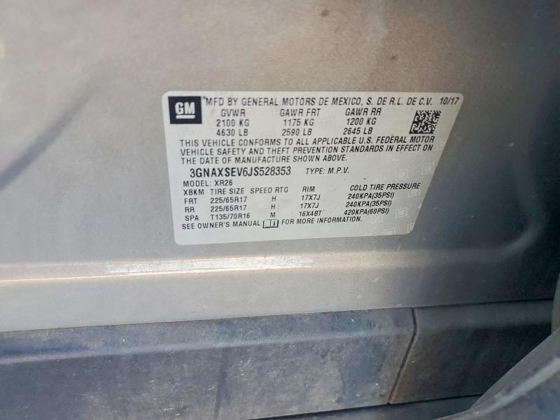 2018 Chevrolet Equinox მანქანა იყიდება აუქციონზე, vin: 3GNAXSEV6JS528353, აუქციონის ნომერი: 53719756