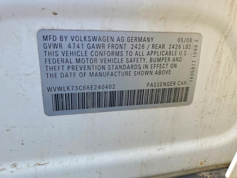 Продаж на аукціоні авто 2008 Volkswagen Passat, vin: WVWLK73C68E240402, номер лоту: 54063126