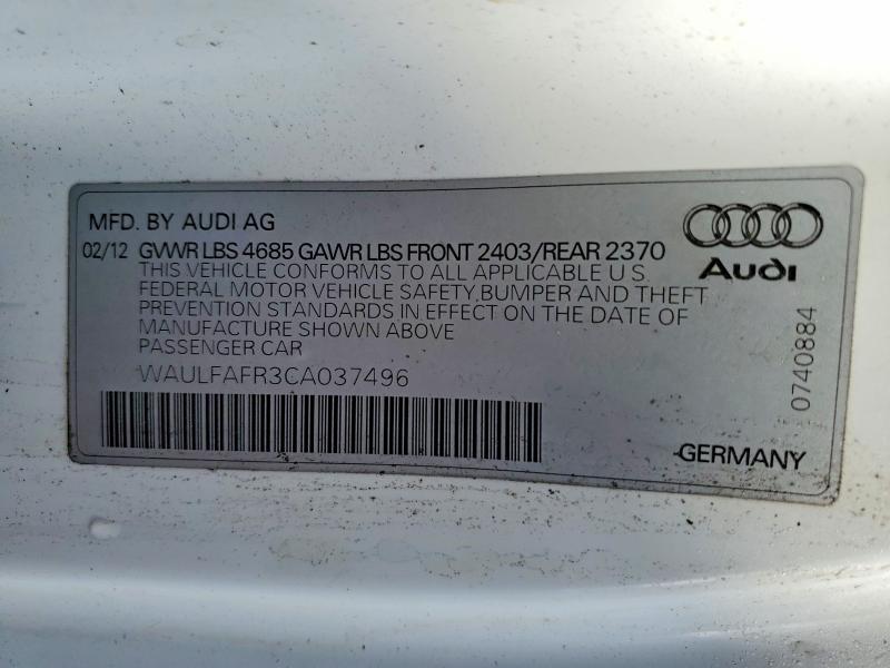 54669606 :رقم المزاد ، WAULFAFR3CA037496 vin ، 2012 Audi A5 مزاد بيع