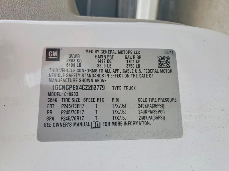 Продажа на аукционе авто 2012 Chevrolet Silverado, vin: 1GCNCPEX4CZ263779, номер лота: 54169566