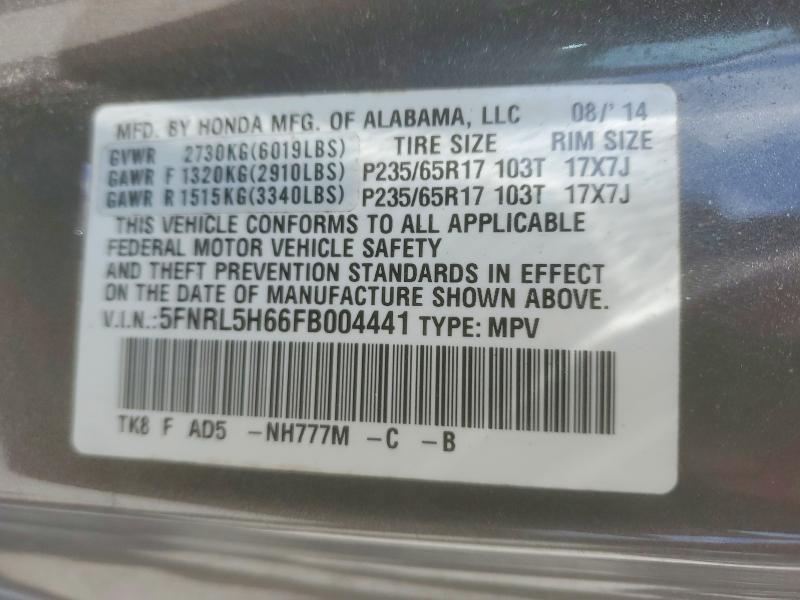 54173996 :رقم المزاد ، 5FNRL5H66FB004441 vin ، 2015 Honda Odyssey مزاد بيع