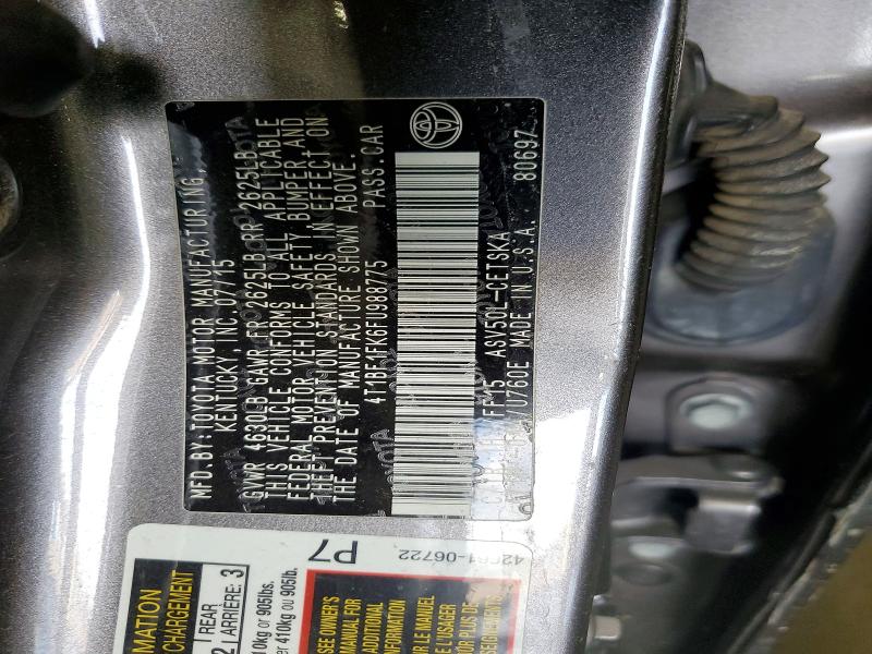 Aukcja sprzedaży 2015 Toyota Camry, vin: 4T1BF1FK6FU988775, numer aukcji: 51352506