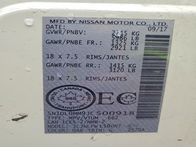 Продаж на аукціоні авто 2018 Infiniti Qx60, vin: 5N1DL0MM9JC500918, номер лоту: 50972286