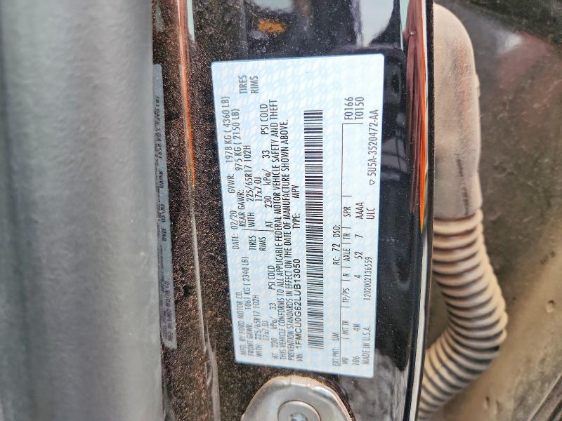 54551286 :رقم المزاد ، 1FMCU0G62LUB13050 vin ، 2020 Ford Escape مزاد بيع